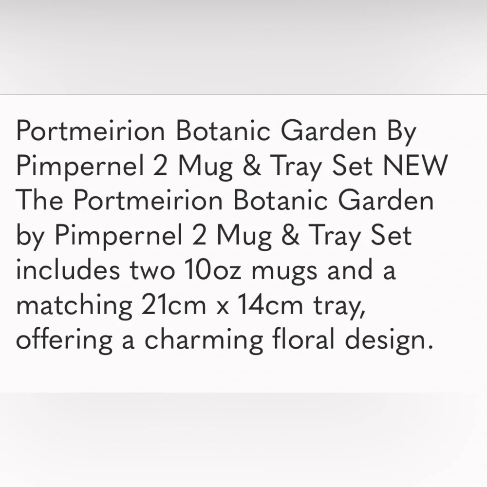 Portmeirion Botanic Garden By Pimpernel 2 Mugs & Tray Set Floral Design NEW - Picture 2 of 5
